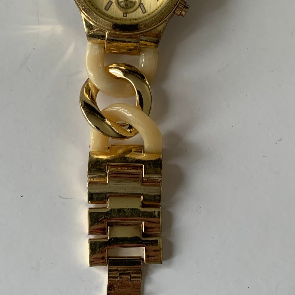 MICHAEL KORS BRAIDED WATCH 10194 GOLD FACE RUNWAY TWIST CHRONOGRAPH GOLD-TONE - Picture 6 of 9